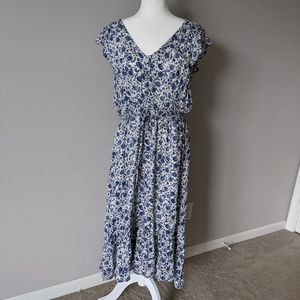 NWT Lucky Brand long blue/white Floral dress